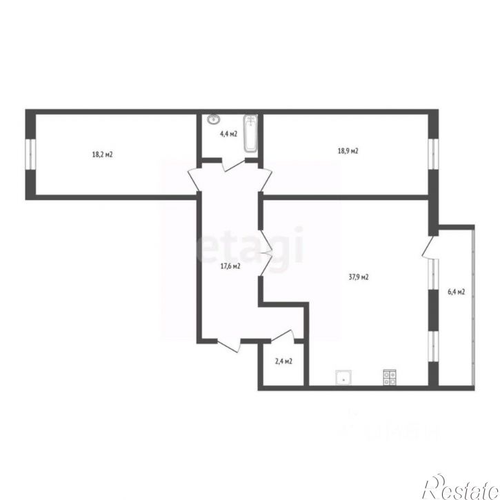 3-комн квартира улица Николая Ростовцева, 26,  д. 26