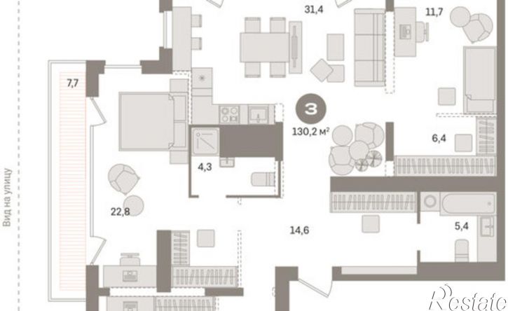 3-комн квартира Краснооктябрьская улица, 4 к1,  д. 4 к1