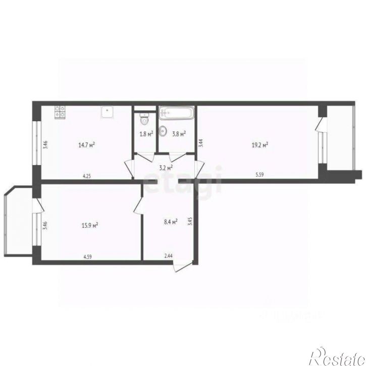 2-комн квартира ул Чернышевского, 1,  д. 1