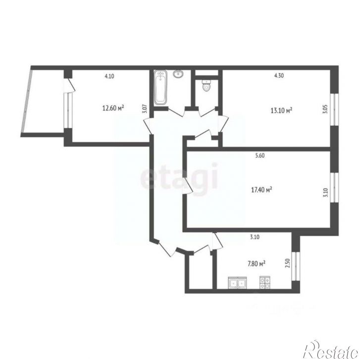 3-комн квартира улица Самарцева, 20,  д. 20