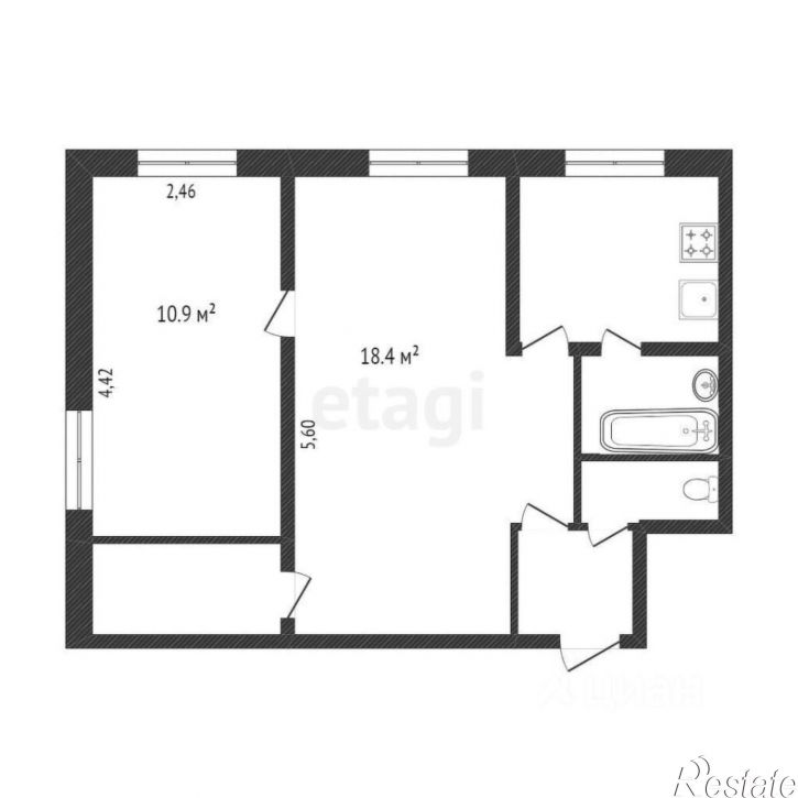 2-комн квартира ул Республики, 158,  д. 158