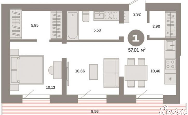2-комн квартира Причальная улица, 8,  д. 8