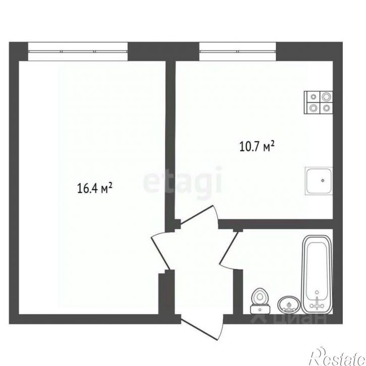 1-комн квартира улица Пермякова, 7А,  д. 7А