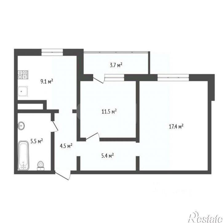 2-комн квартира улица Муравленко, 13,  д. 13