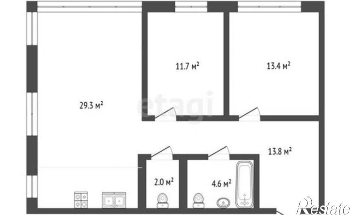 2-комн квартира ул Николая Ростовцева, 26 1,  д. 26 1,  к. 1