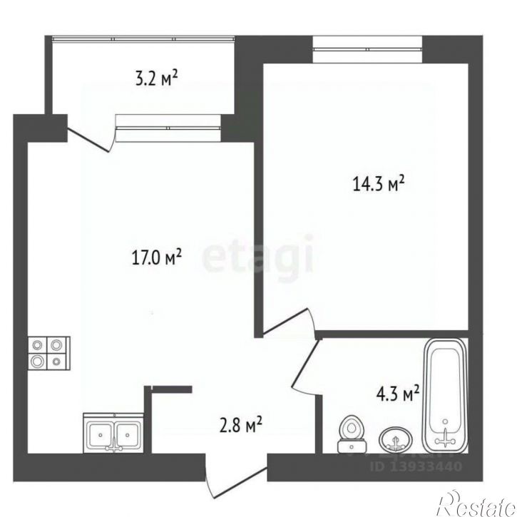 1-комн квартира ул Виктора Тимофеева, 9,  д. 9