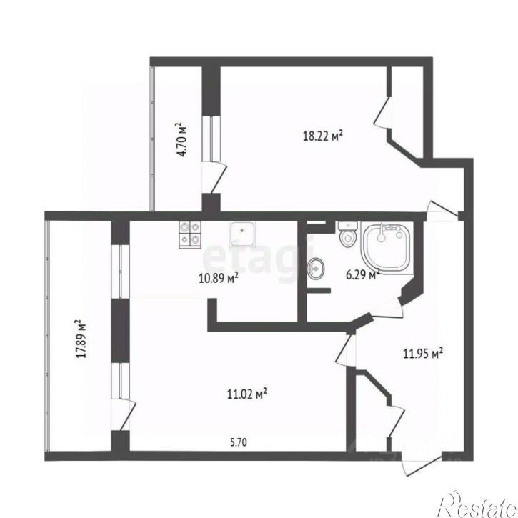 2-комн квартира Малозагородная улица, 19,  д. 19