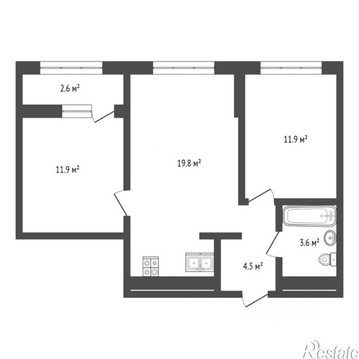 2-комн квартира улица Первооткрывателей, 25,  д. 25