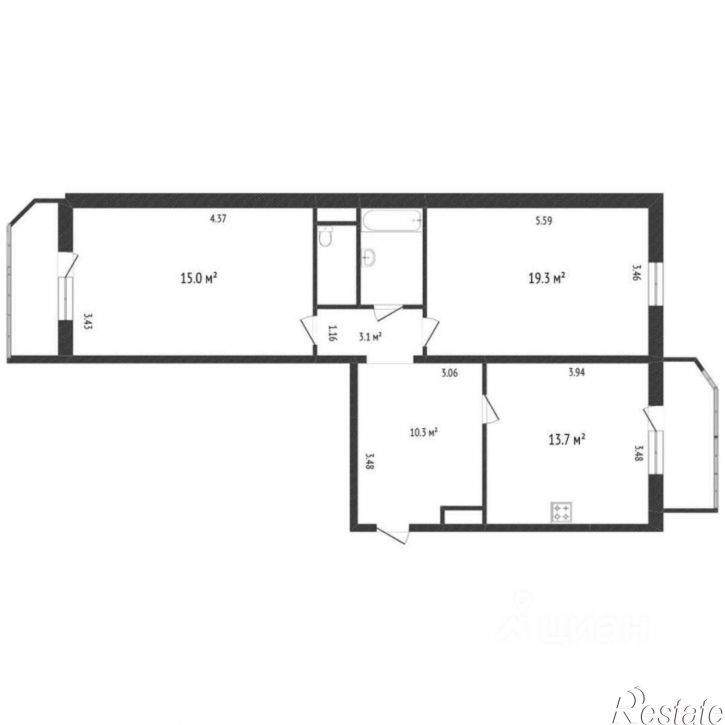 2-комн квартира Майский проезд, 1 к1,  д. 1 к1
