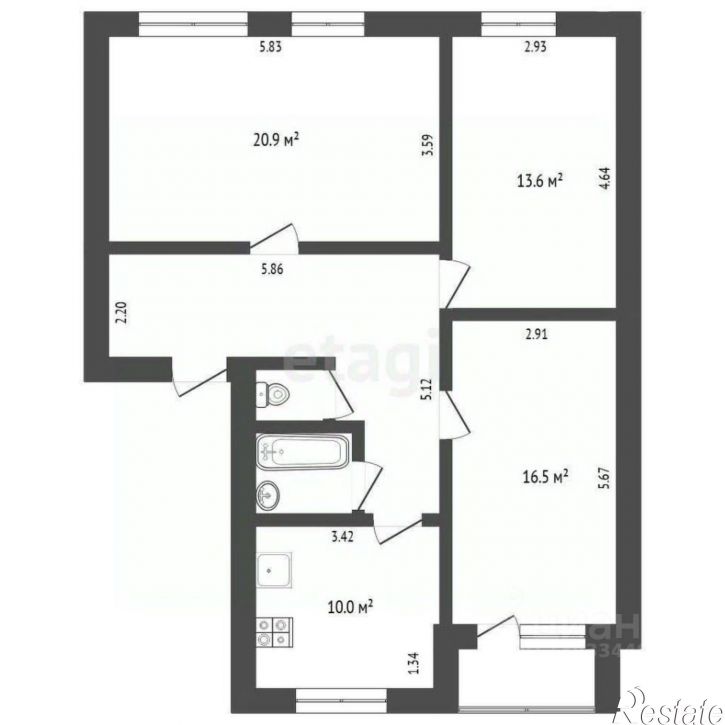 3-комн квартира ул Мелиораторов, 8,  д. 8