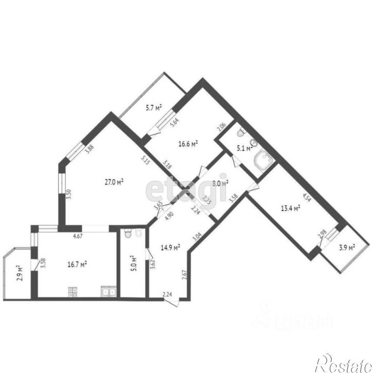 3-комн квартира улица Чернышевского, 2А к12,  д. 2А к12