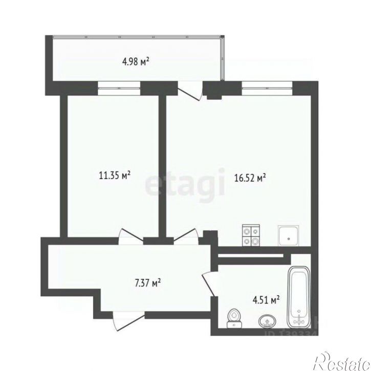 1-комн квартира улица Константина Посьета, 8,  д. 8