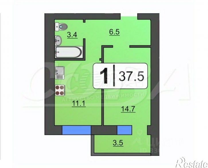 1-комн квартира ул Энергостроителей, 6 1,  д. 6 1,  к. 1