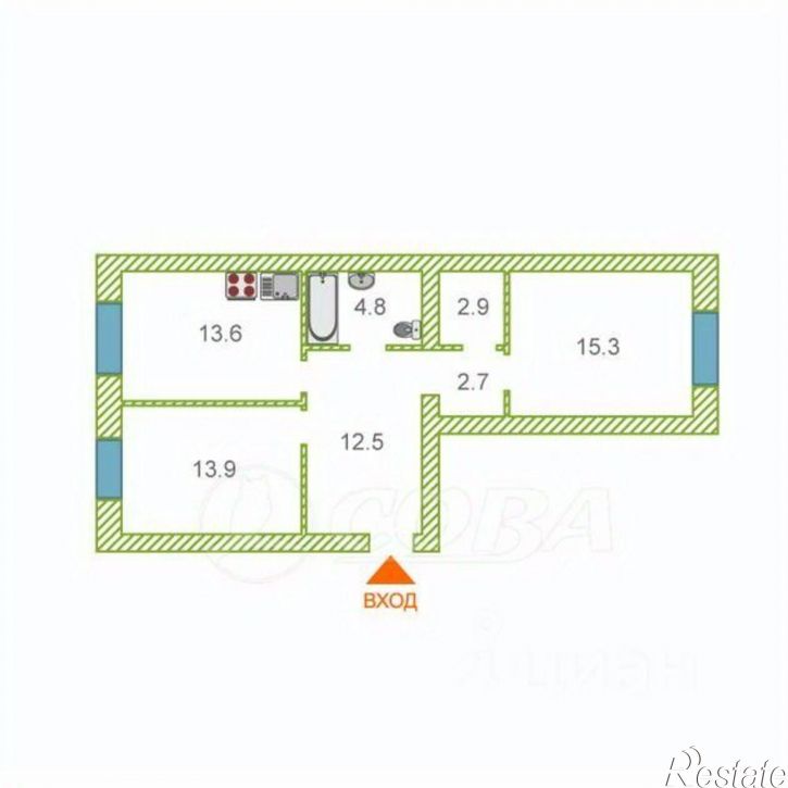 2-комн квартира ул Республики, 204 7,  д. 204 7,  к. 7