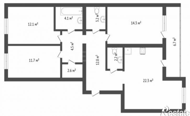 3-комн квартира ул Вьюжная, 8,  д. 8