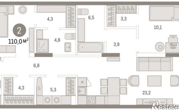 3-комн квартира ул Республики, 205 19,  д. 205 19,  к. 19