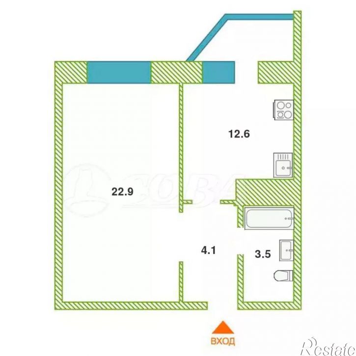 1-комн квартира ул Андрея Бушуева, 4,  д. 4