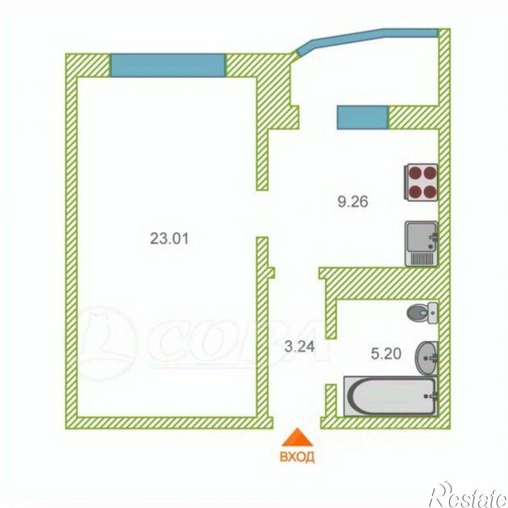 1-комн квартира улица Александра Митинского, 3 к1,  д. 3 к1