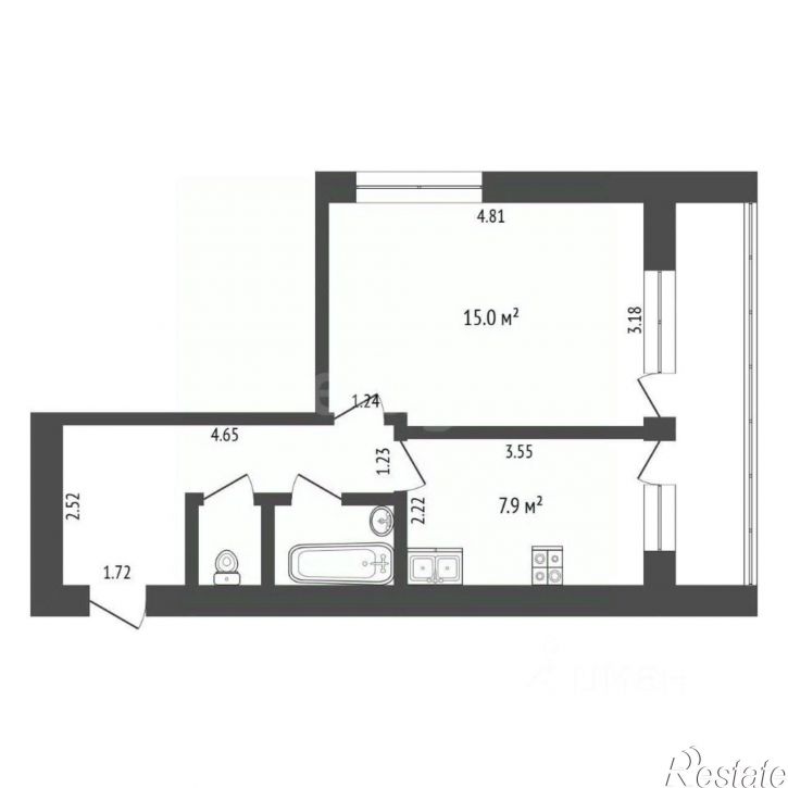2-комн квартира улица Анатолия Замкова, 2А,  д. 2А