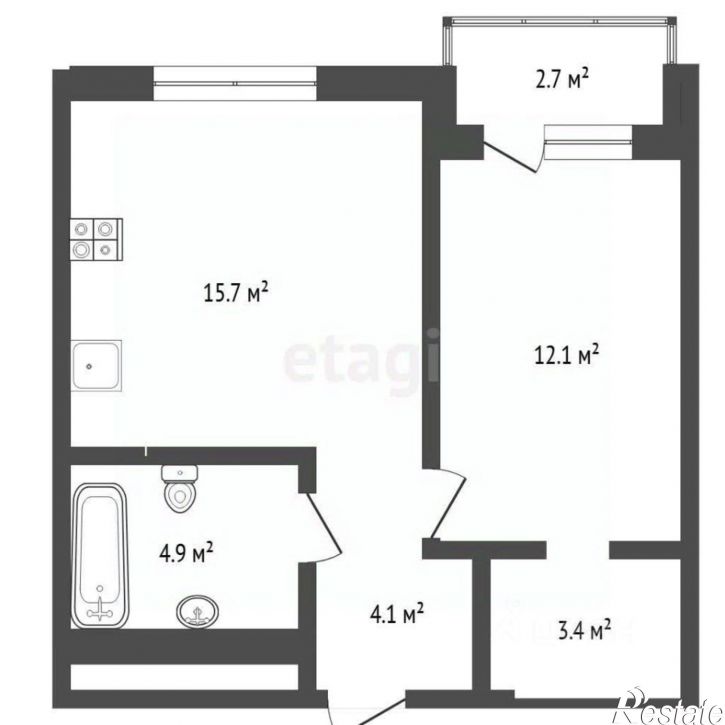 1-комн квартира улица Республики, 204 к15,  д. 204 к15