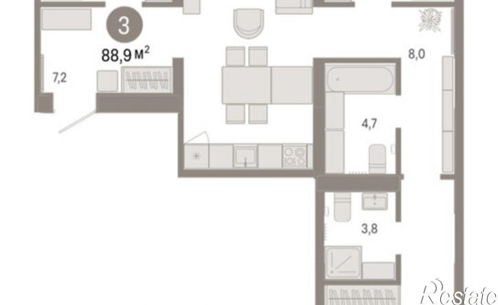 3-комн квартира ул Республики, 205 19,  д. 205 19,  к. 19