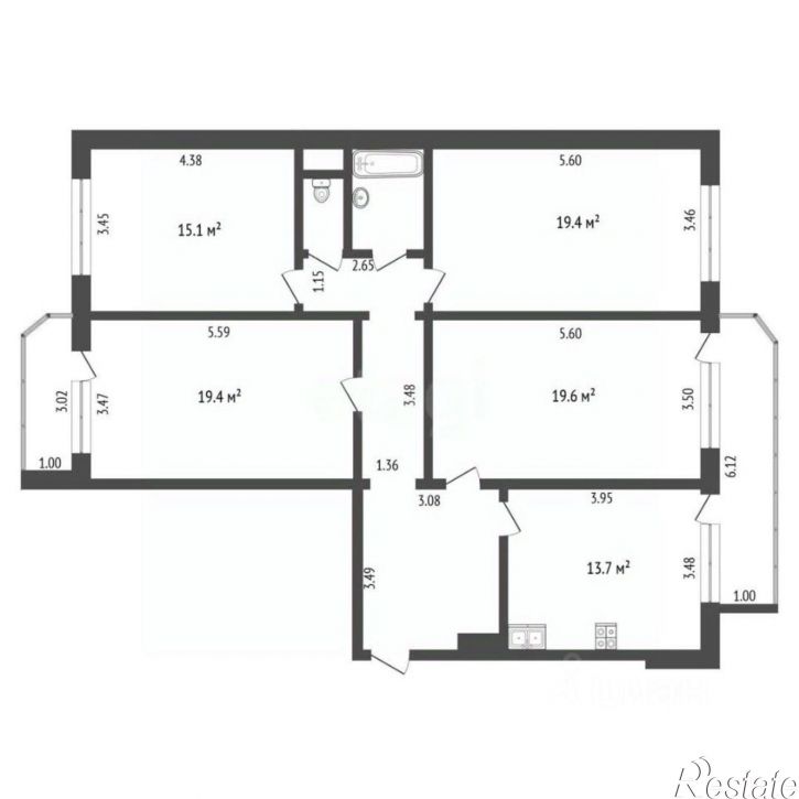 4-комн квартира проезд Монтажников, 19,  д. 19
