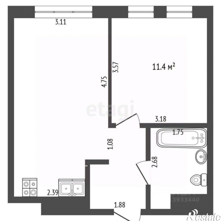 1-комн квартира улица Юрия Рогачёва, 9 к2,  д. 9 к2
