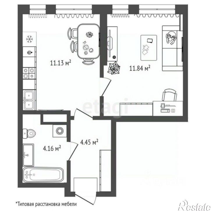 1-комн квартира улица Новосёлов, 103 к1,  д. 103 к1