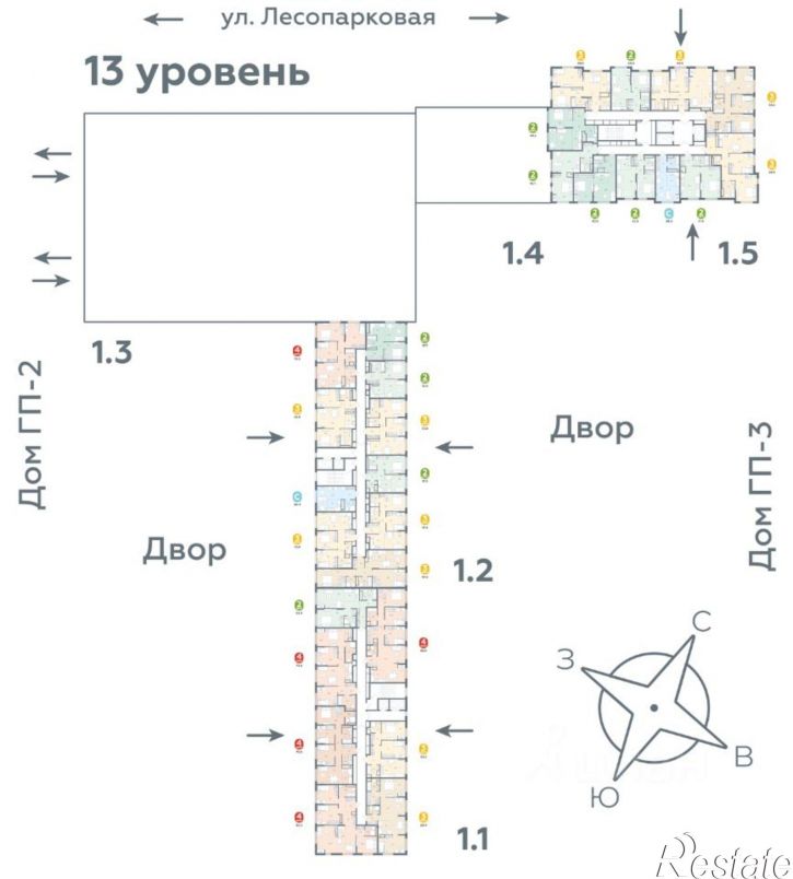 1-комн квартира в новом доме Лесопарковая улица, 22