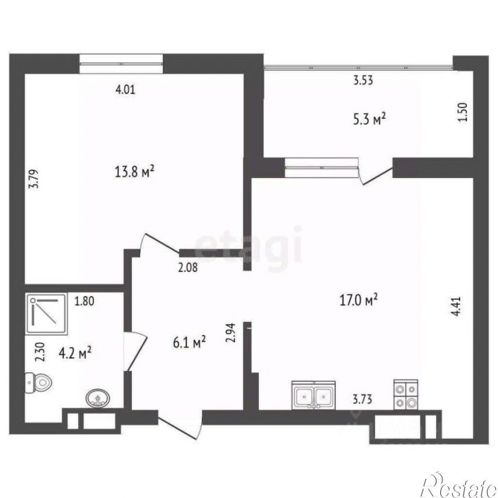 1-комн квартира улица Пожарных и спасателей, 3 к1,  д. 3 к1