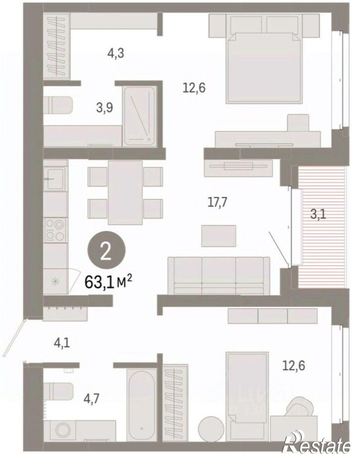 3-комн квартира в новом доме ул Холодильная, 65/2,  д. 65/2