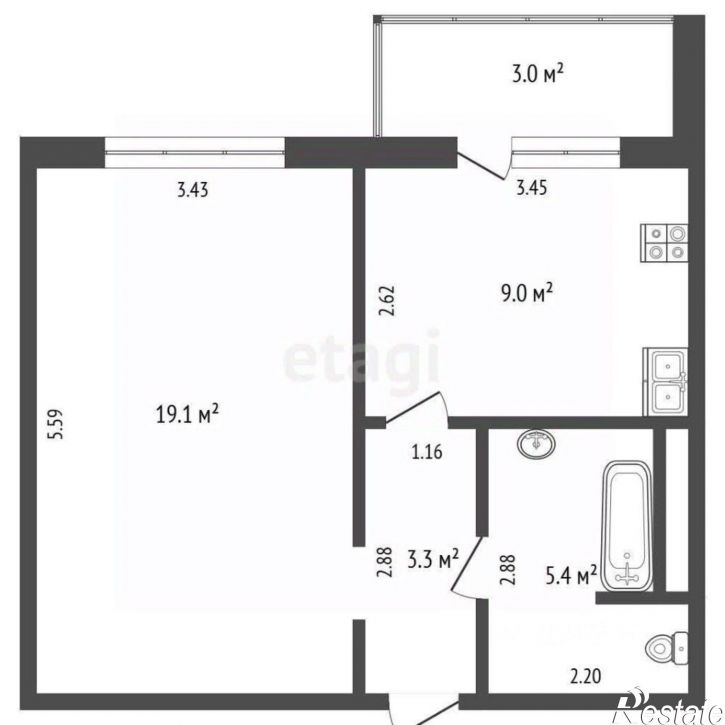 1-комн квартира улица Федюнинского, 56,  д. 56