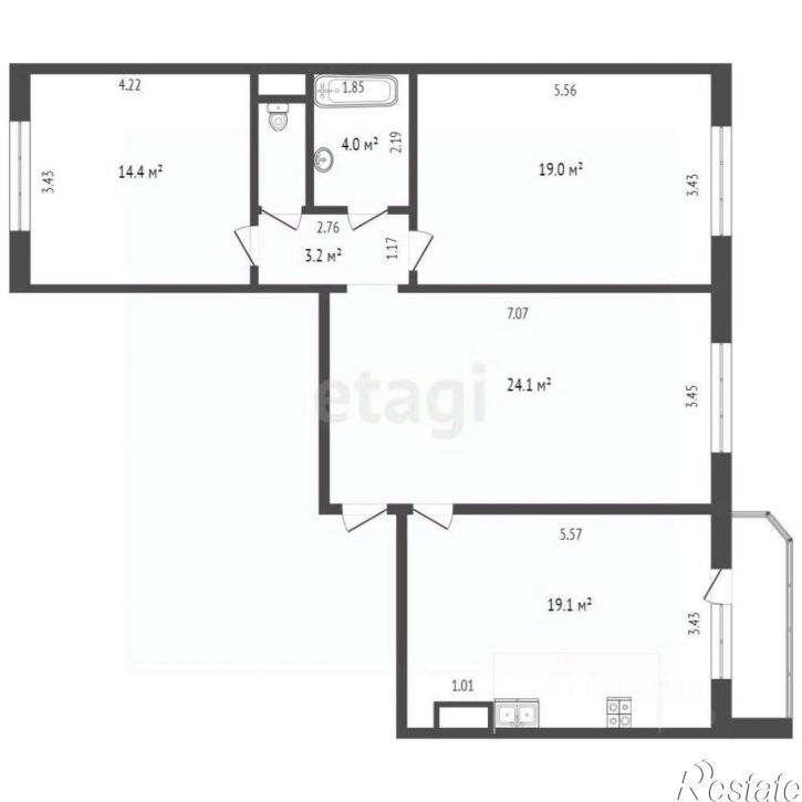 3-комн квартира ул Кремлевская, 85 1,  д. 85 1,  к. 1