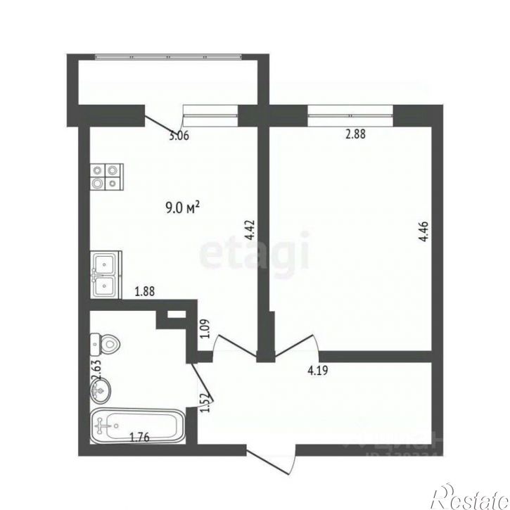 1-комн квартира улица Андрея Бушуева, 2,  д. 2