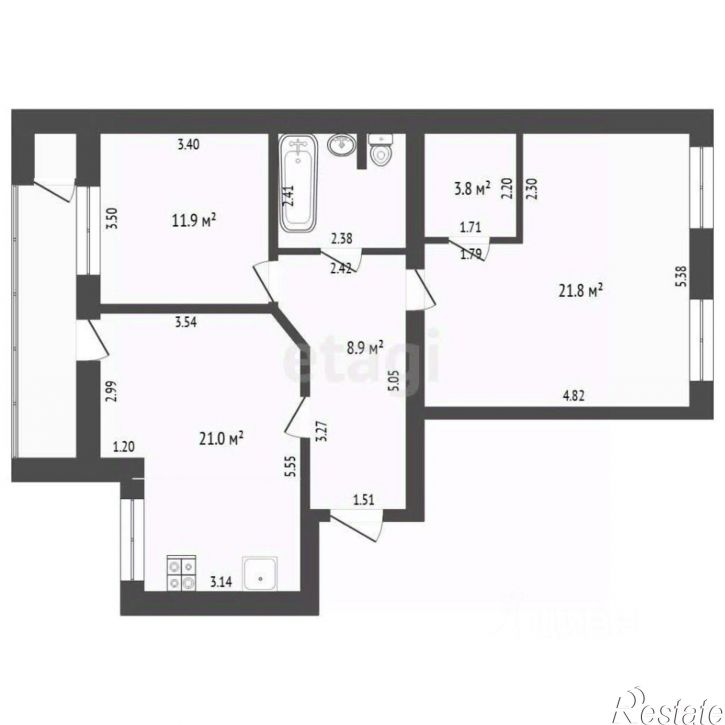 4-комн квартира ул Циолковского, 15,  д. 15