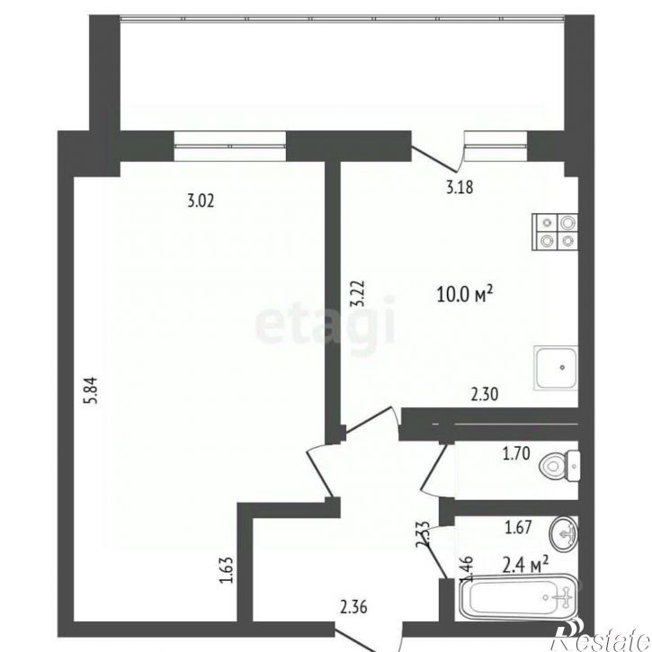 1-комн квартира улица Новосёлов, 107 к1,  д. 107 к1