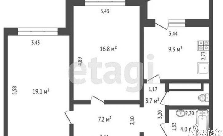 2-комн квартира улица Николая Семёнова, 31/2,  д. 31/2