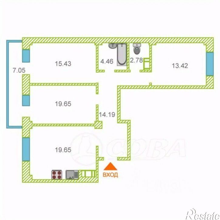 3-комн квартира Кремлёвская улица, 112 к1,  д. 112 к1