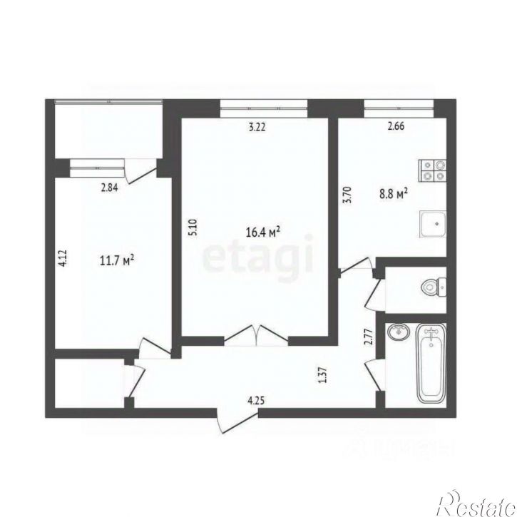 2-комн квартира улица Щербакова, 86А,  д. 86А