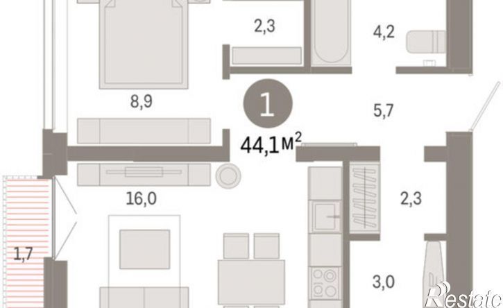 1-комн квартира улица Республики, 205 к2,  д. 205 к2