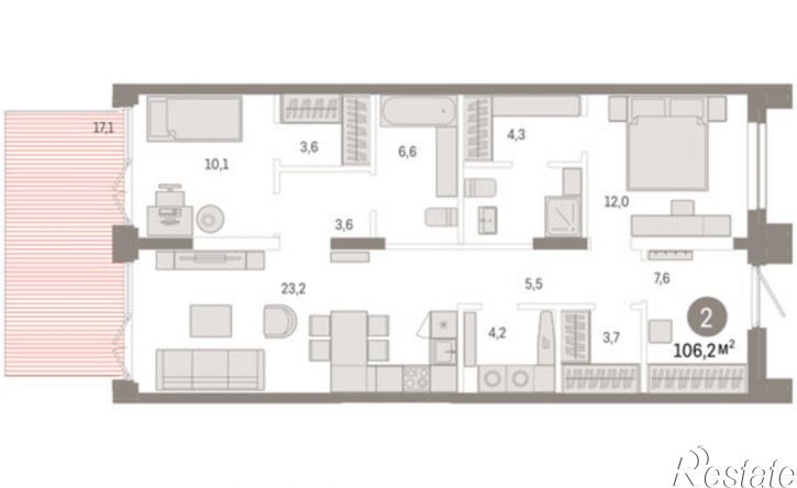 2-комн квартира улица Республики, 205 к2,  д. 205 к2