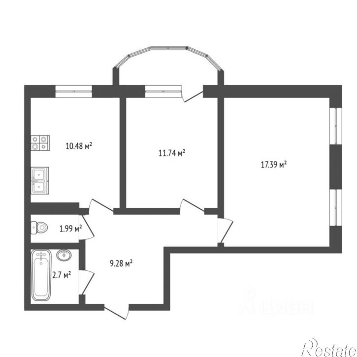 2-комн квартира Беловежская улица, 19 к3,  д. 19 к3