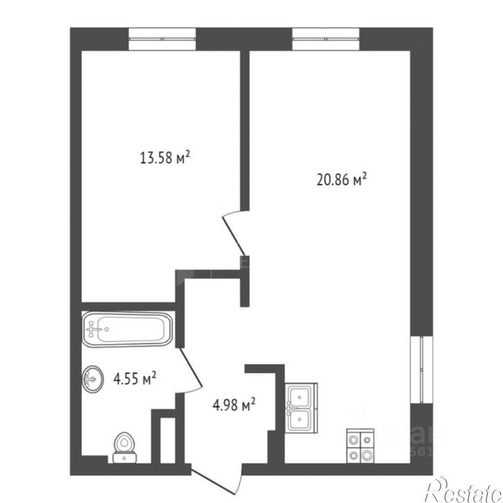1-комн квартира Краснооктябрьская улица, 6,  д. 6