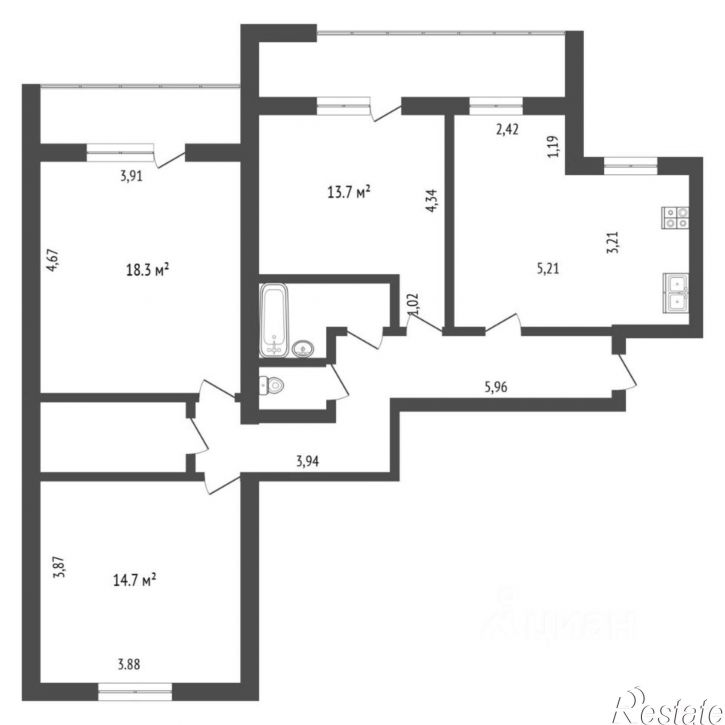 3-комн квартира ул Елизарова, 8,  д. 8