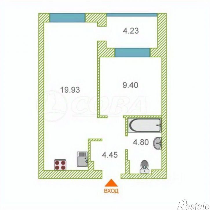 1-комн квартира ул Краснооктябрьская, 6,  д. 6