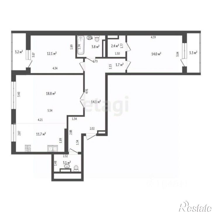 3-комн квартира улица Эрвье, 26,  д. 26