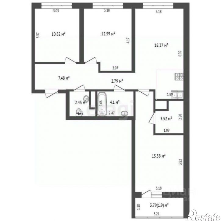 3-комн квартира улица Лермонтова, 8,  д. 8