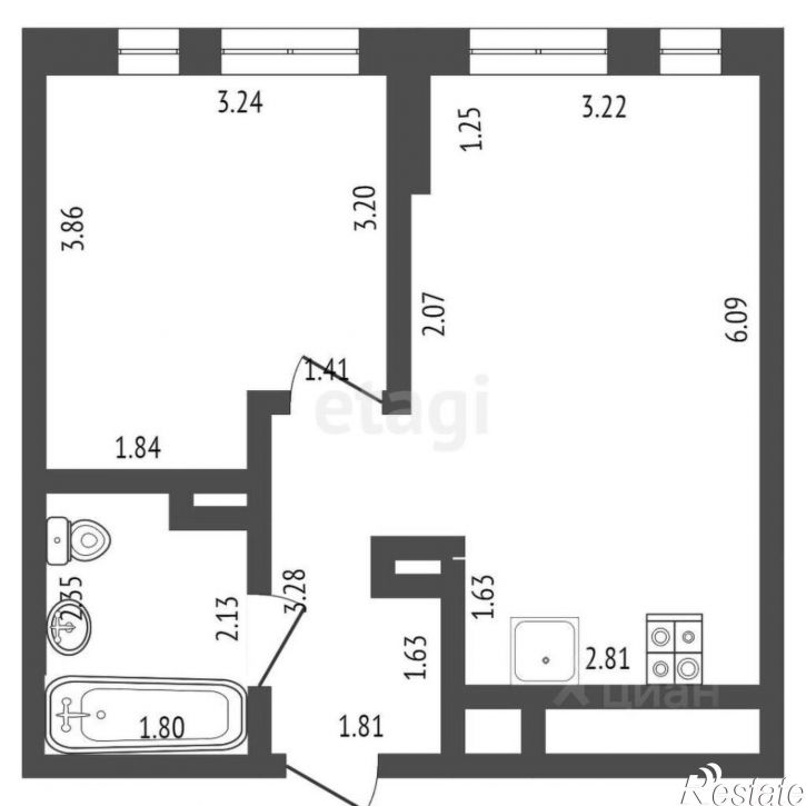 1-комн квартира ул Алматинская, 6,  д. 6