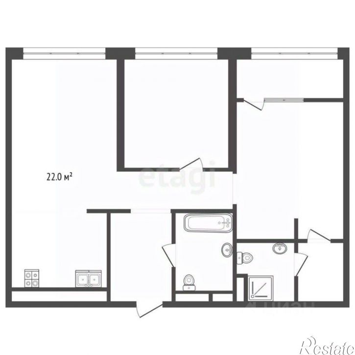 2-комн квартира Профсоюзная улица, 6 к1,  д. 6 к1