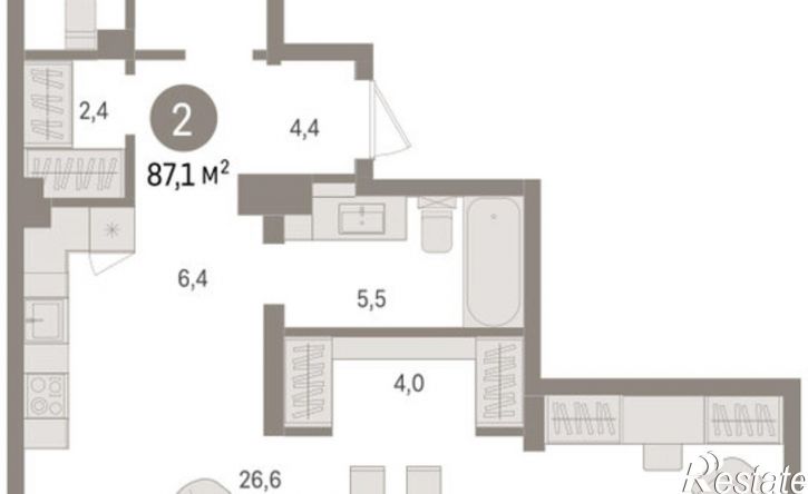 2-комн квартира Мысовская улица, 3,  д. 3
